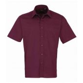 Premier Short Sleeve Poplin Shirt - Aubergine Size 14.5