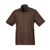 Premier Short Sleeve Poplin Shirt - Brown Size 19