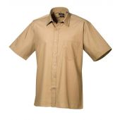 Premier Short Sleeve Poplin Shirt - Khaki Size 19