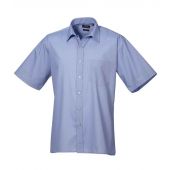Premier Short Sleeve Poplin Shirt - Mid Blue Size 14.5