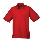 Premier Short Sleeve Poplin Shirt - Red Size 23