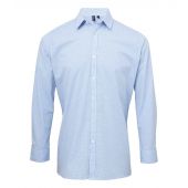 Premier Gingham Long Sleeve Shirt - Light Blue/White Size 3XL