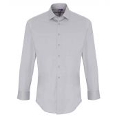 Premier Long Sleeve Stretch Fit Poplin Shirt - Silver Size 4XL