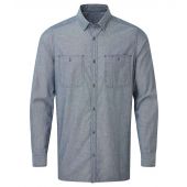Premier Fairtrade Organic Long Sleeve Chambray Shirt - Indigo Denim Size 3XL