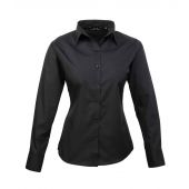 Premier Ladies Long Sleeve Poplin Blouse - Black Size 30