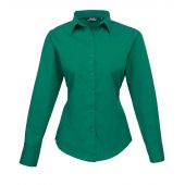 Premier Ladies Long Sleeve Poplin Blouse - Emerald Size 6