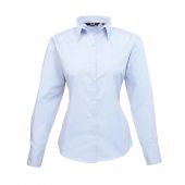 Premier Ladies Long Sleeve Poplin Blouse - Light Blue Size 30