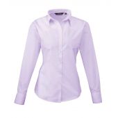 Premier Ladies Long Sleeve Poplin Blouse - Lilac Size 6