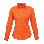 Premier Ladies Long Sleeve Poplin Blouse - Orange Size 26