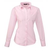 Premier Ladies Long Sleeve Poplin Blouse - Pink Size 16