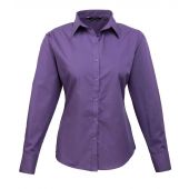Premier Ladies Long Sleeve Poplin Blouse - Purple Size 30