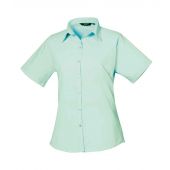 Premier Ladies Short Sleeve Poplin Blouse - Aqua Size 26