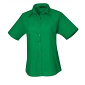 Premier Ladies Short Sleeve Poplin Blouse - Emerald Size 6