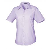 Premier Ladies Short Sleeve Poplin Blouse - Lilac Size 6