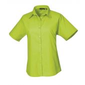 Premier Ladies Short Sleeve Poplin Blouse - Lime Green Size 30