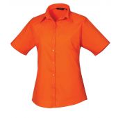 Premier Ladies Short Sleeve Poplin Blouse - Orange Size 26