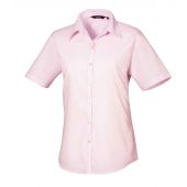 Premier Ladies Short Sleeve Poplin Blouse - Pink Size 26