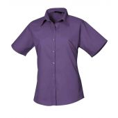 Premier Ladies Short Sleeve Poplin Blouse - Purple Size 30
