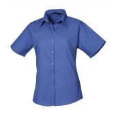 Premier Ladies Short Sleeve Poplin Blouse - Royal Blue Size 30