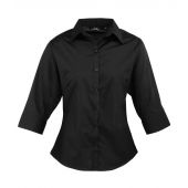 Premier Ladies 3/4 Sleeve Poplin Blouse - Black Size 26