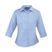 Premier Ladies 3/4 Sleeve Poplin Blouse - Mid Blue Size 26