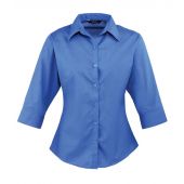Premier Ladies 3/4 Sleeve Poplin Blouse - Royal Blue Size 26