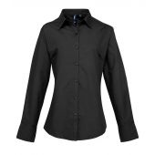 Premier Ladies Supreme Long Sleeve Poplin Shirt - Black Size 26