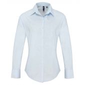 Premier Ladies Supreme Long Sleeve Poplin Shirt - Light Blue Size 26