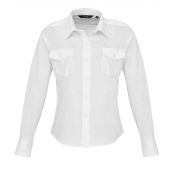 Premier Ladies Long Sleeve Pilot Shirt - White Size 26