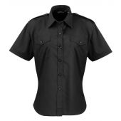 Premier Ladies Short Sleeve Pilot Shirt - Black Size 26