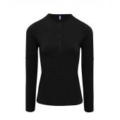 Premier Ladies Long John Roll Sleeve T-Shirt - Black Size XXL