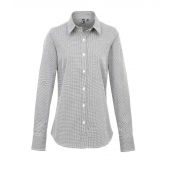 Premier Ladies Gingham Long Sleeve Shirt - Black/White Size 3XL