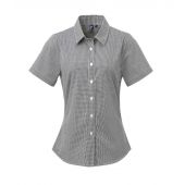 Premier Ladies Gingham Short Sleeve Shirt - Black/White Size 3XL
