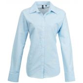 Premier Ladies Signature Long Sleeve Oxford Shirt - Light Blue Size 24