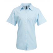 Premier Ladies Signature Short Sleeve Oxford Shirt - Light Blue Size 24