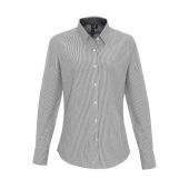 Premier Ladies Long Sleeve Striped Oxford Shirt - White/Grey Size XXL