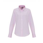 Premier Ladies Long Sleeve Striped Oxford Shirt - White/Pink Size XXL