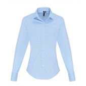 Premier Ladies Long Sleeve Stretch Fit Poplin Shirt - Pale Blue Size 3XL