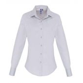 Premier Ladies Long Sleeve Stretch Fit Poplin Shirt - Silver Size 3XL