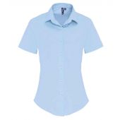 Premier Ladies Short Sleeve Stretch Fit Poplin Shirt - Pale Blue Size 3XL