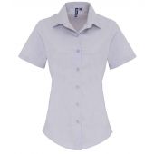Premier Ladies Short Sleeve Stretch Fit Poplin Shirt - Silver Size 3XL