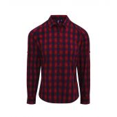 Premier Ladies Mulligan Check Long Sleeve Shirt - Red/Navy Size XXL