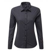 Premier Ladies Maxton Check Long Sleeve Shirt - Steel/Black Size XXL