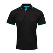 Premier Contrast Coolchecker® Piqué Polo Shirt - Black/Turquoise Blue Size S