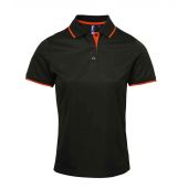 Premier Ladies Contrast Coolchecker® Piqué Polo Shirt - Black/Orange Size XXL