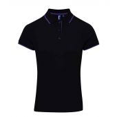 Premier Ladies Contrast Coolchecker® Piqué Polo Shirt - Black/Purple Size XXL