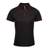Premier Ladies Contrast Coolchecker® Piqué Polo Shirt - Black/Red Size XXL