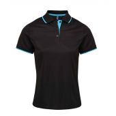 Premier Ladies Contrast Coolchecker® Piqué Polo Shirt - Black/Turquoise Blue Size XS