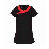 Premier Ladies Ivy Short Sleeve Tunic - Black/Strawberry Red Size 6