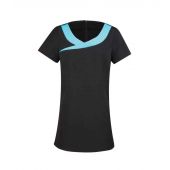 Premier Ladies Ivy Short Sleeve Tunic - Black/Turquoise Blue Size 24